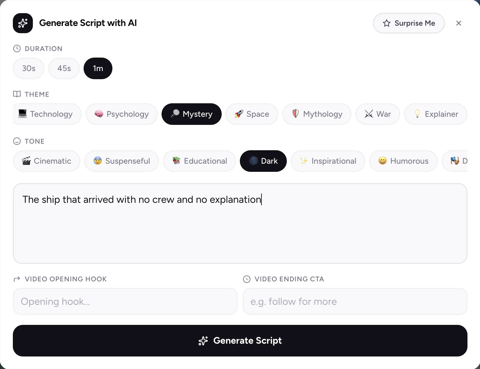 Generate Script with AI