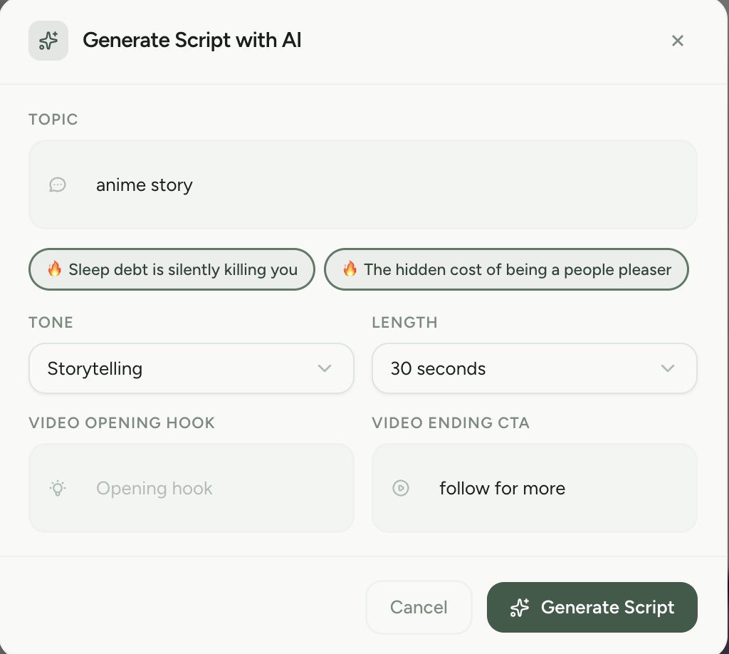 Generate Script with AI